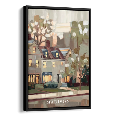 Madison Neighborhood Charm Side - Black Canvas Wall Art