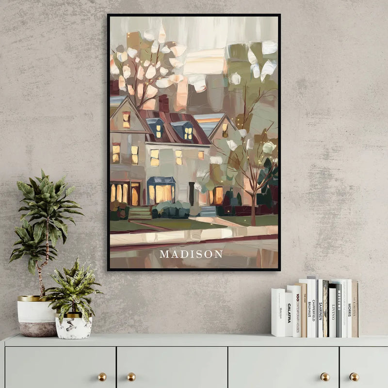 Madison Neighborhood Charm Sitting Room - Black Canvas Wall Art