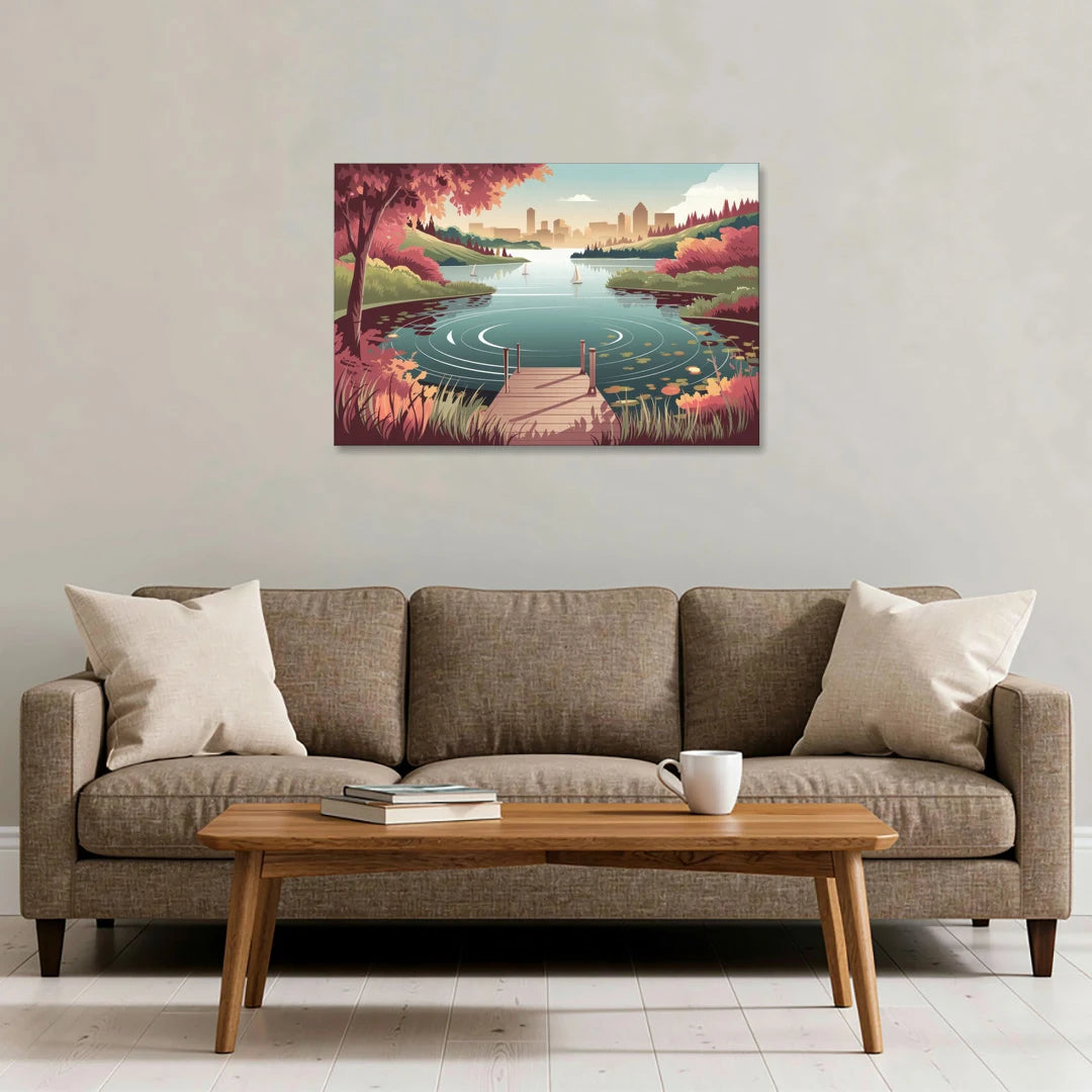 Madison Scenic Lakeshores - Canvas Wall Art - Sofa - 36x24