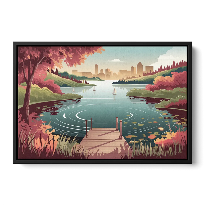 Madison Scenic Lakeshores Front - Black Canvas Wall Art