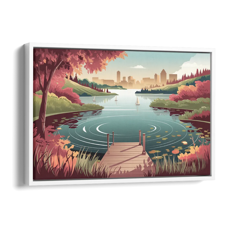 Madison Scenic Lakeshores Side - White Canvas Wall Art