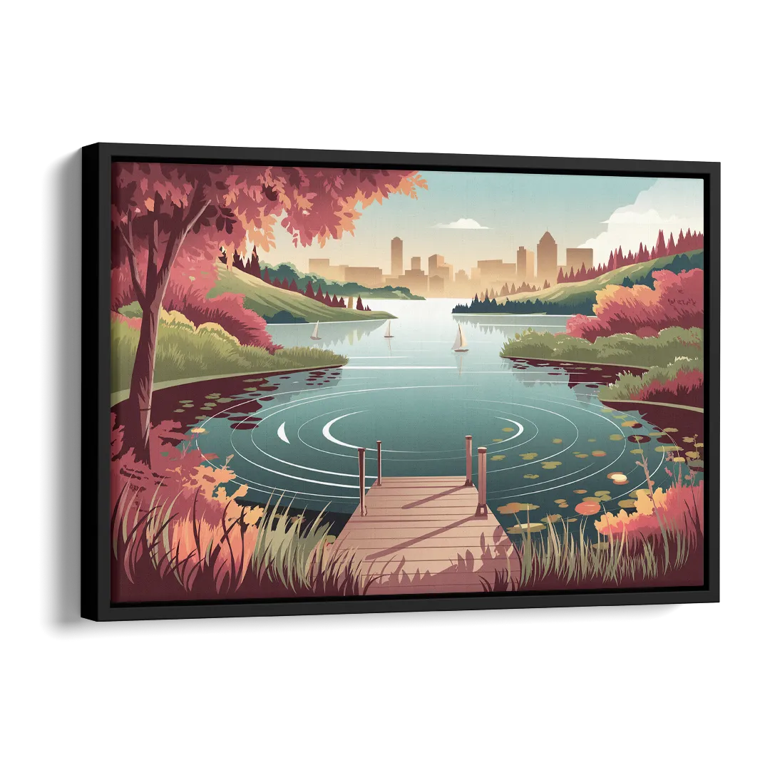 Madison Scenic Lakeshores Side - Black Canvas Wall Art