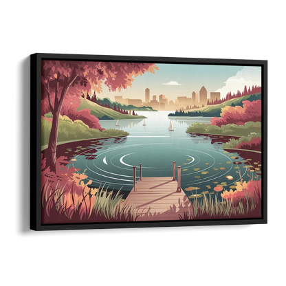 Madison Scenic Lakeshores Side - Black Canvas Wall Art