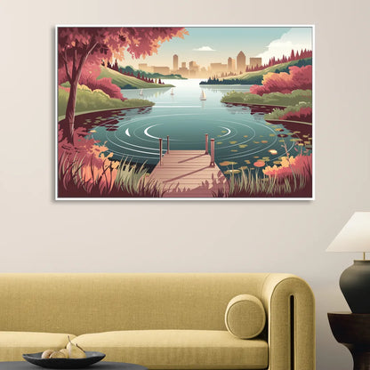 Madison Scenic Lakeshores Living Room - White Canvas Wall Art