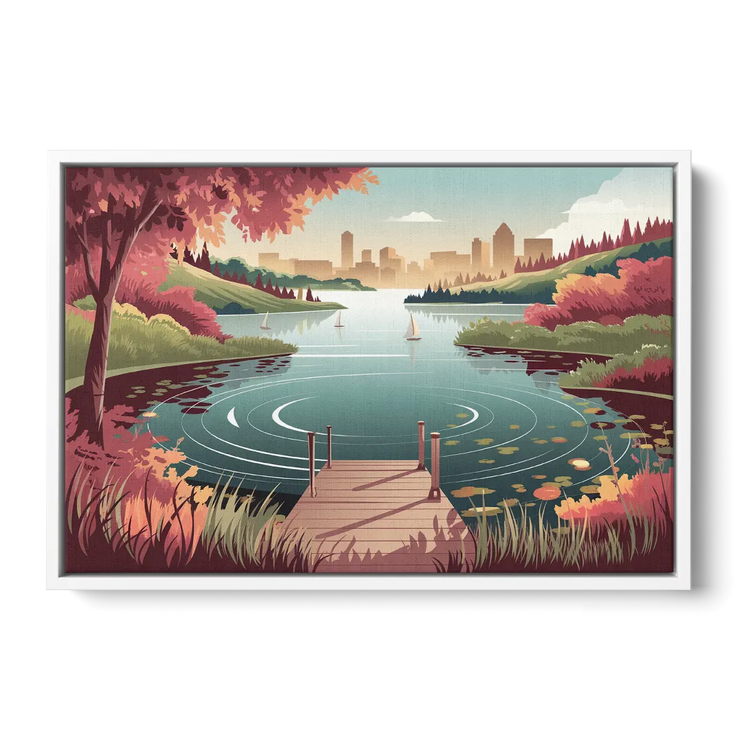 Madison Scenic Lakeshores Front - White Canvas Wall Art