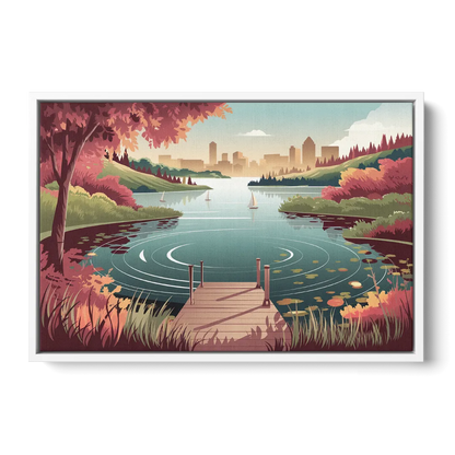 Madison Scenic Lakeshores Front - White Canvas Wall Art