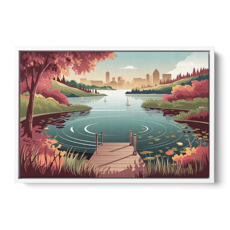 Madison Scenic Lakeshores Front - White Canvas Wall Art