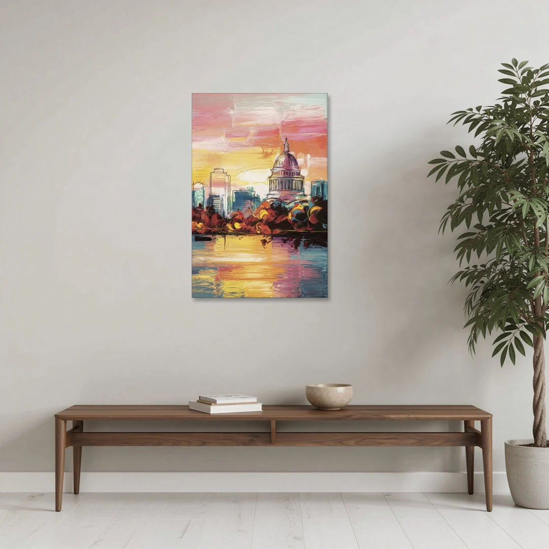 Madison Skyline at Sunset - Canvas Wall Art - Coffee Table - 24x36