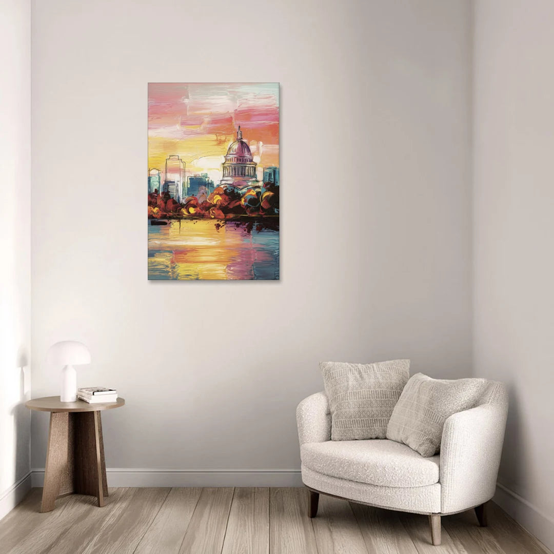 Madison Skyline at Sunset - Canvas Wall Art - Sofa - 24x36