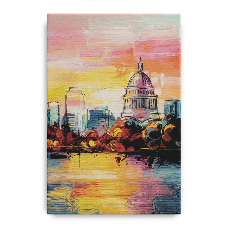 Madison Skyline at Sunset Front - Canvas Wall Art