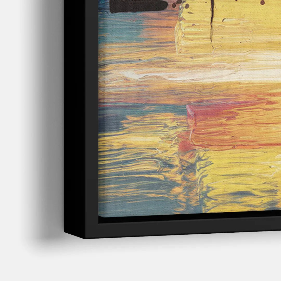 Madison Skyline at Sunset - Close-Up Black Frame Canvas