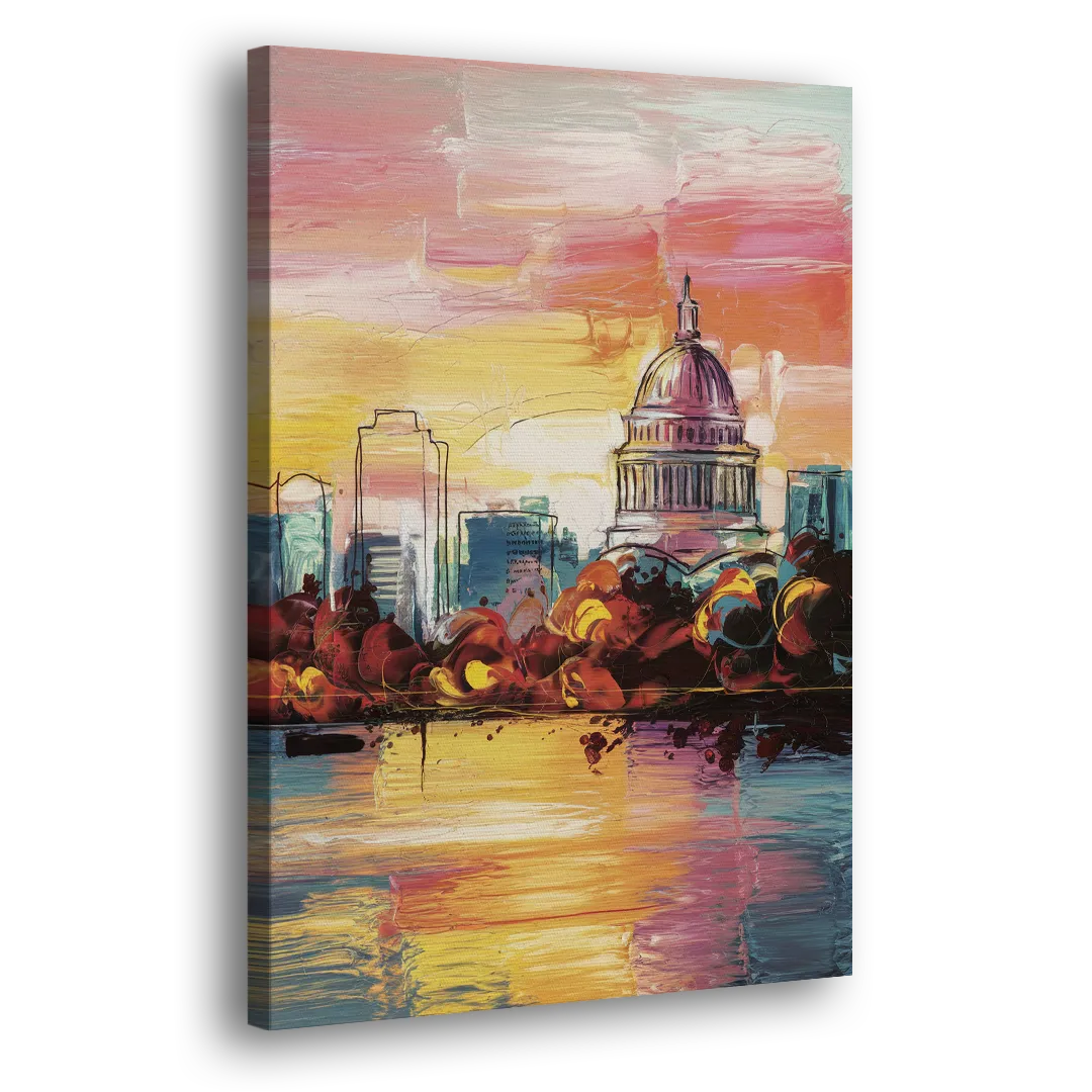 Madison Skyline at Sunset Side - Canvas Wall Art