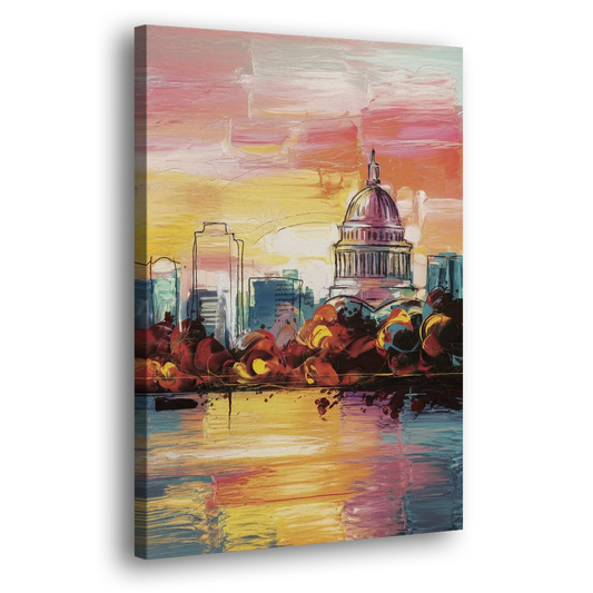 Madison Skyline at Sunset Side - Canvas Wall Art