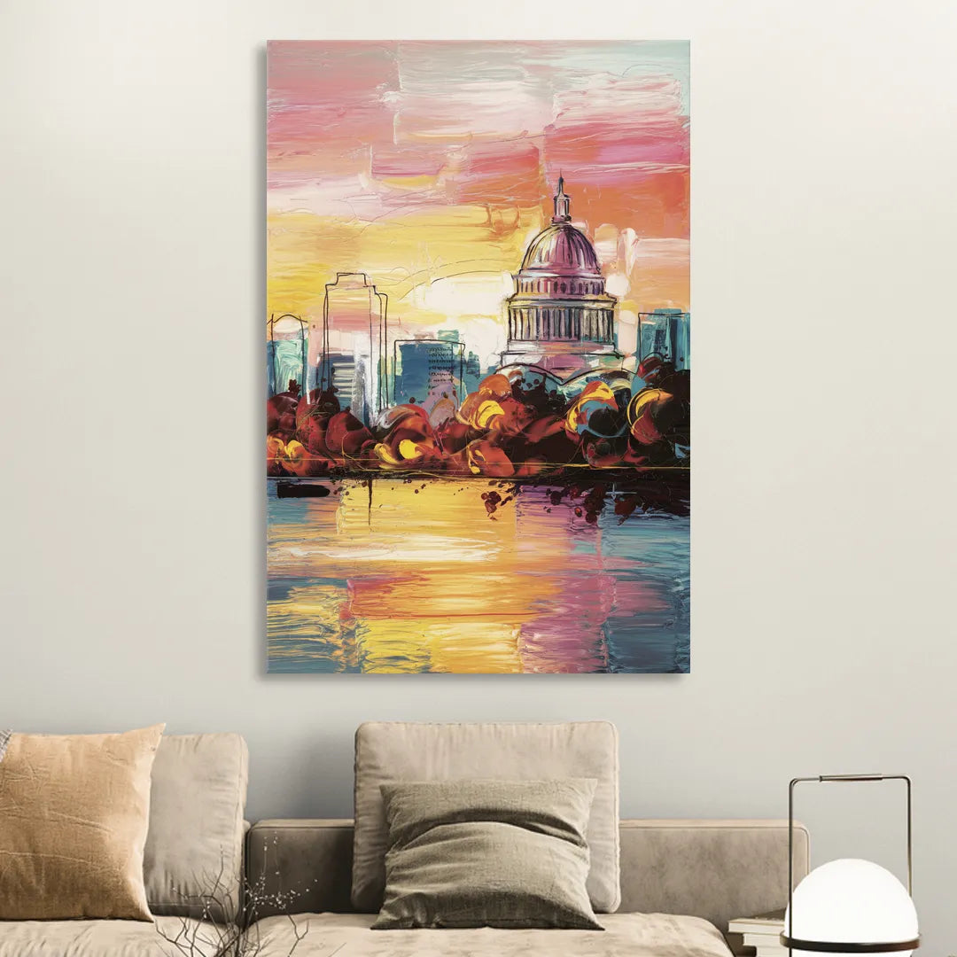 Madison Skyline at Sunset Sitting Room - Canvas Wall Art