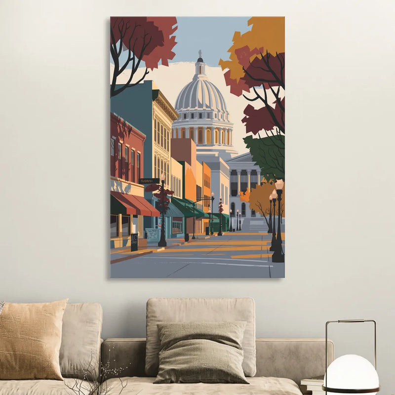 Madison State Street Vibes Living Room - Canvas Wall Art