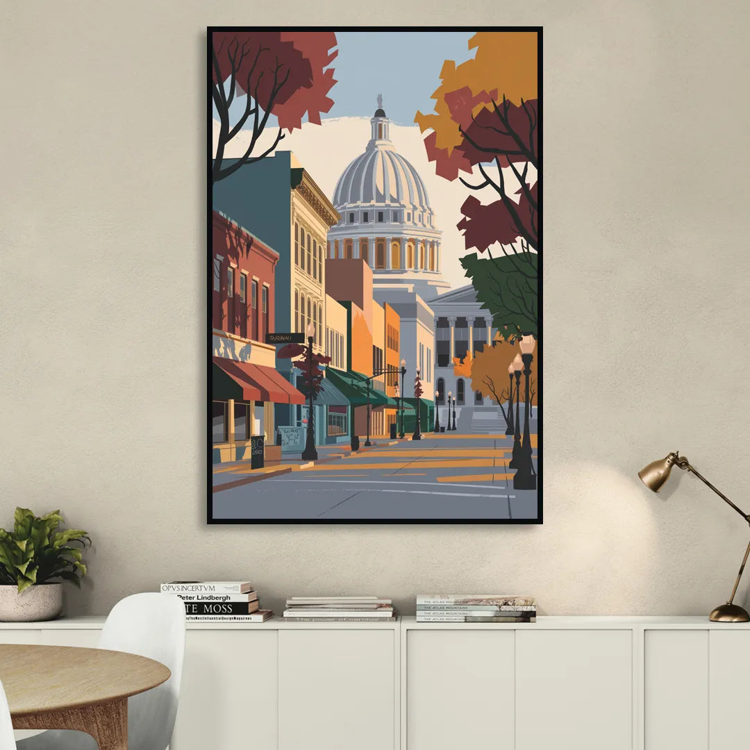 Madison State Street Vibes Living Room - Black Canvas Wall Art