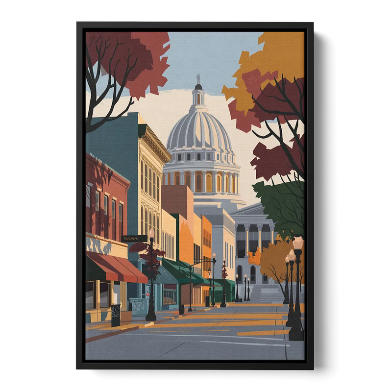 Madison State Street Vibes Front - Black Canvas Wall Art