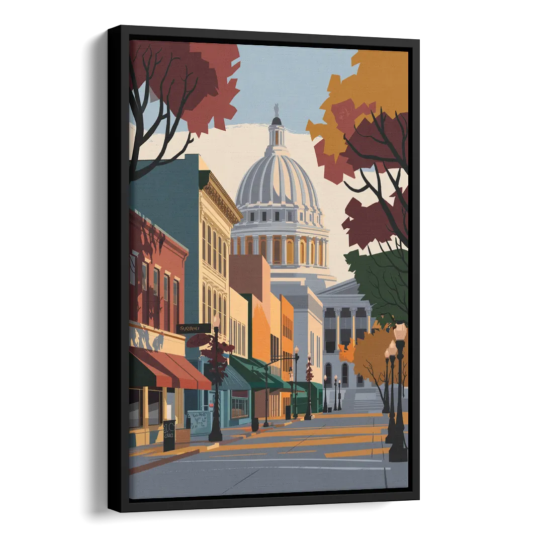 Madison State Street Vibes Side - Black Canvas Wall Art