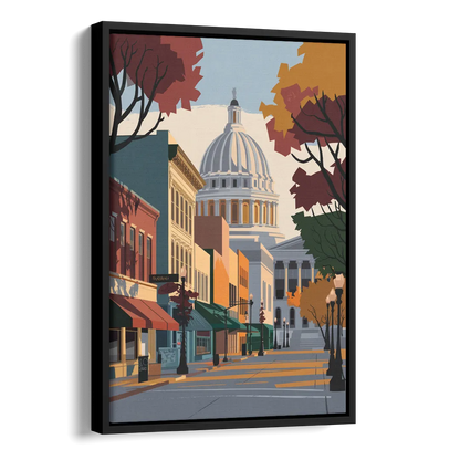 Madison State Street Vibes Side - Black Canvas Wall Art