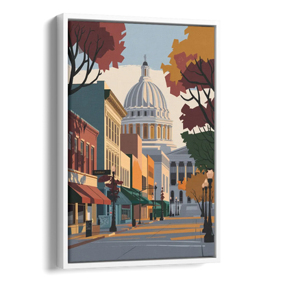 Madison State Street Vibes Side - White Canvas Wall Art
