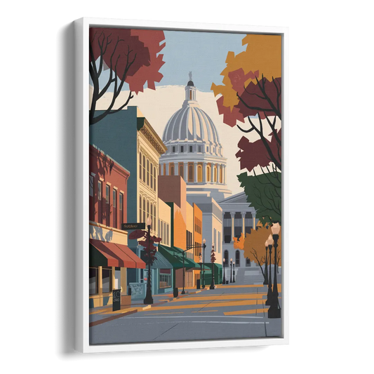 Madison State Street Vibes Side - White Canvas Wall Art