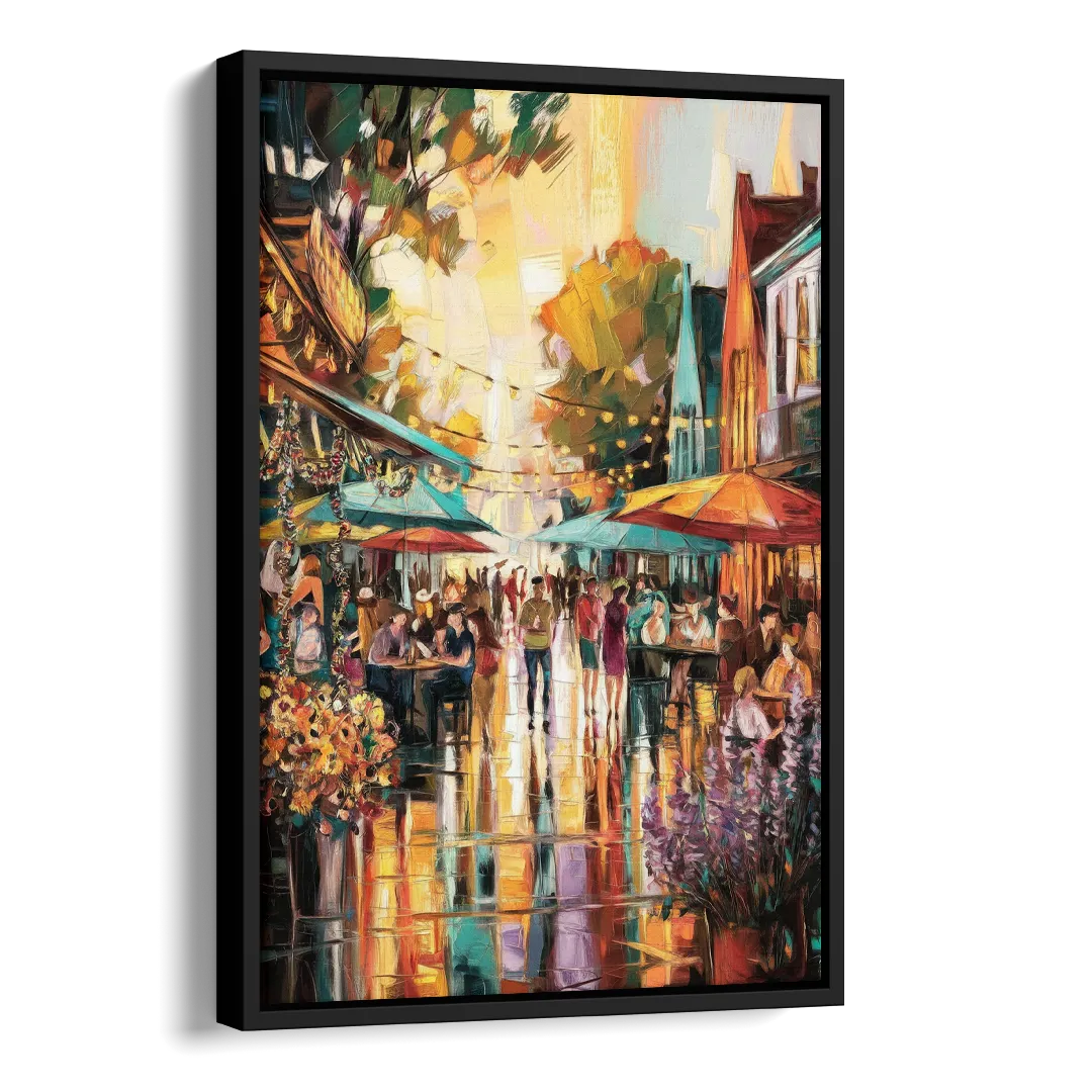 Madison Summer Festival Scene Side - Black Canvas Wall Art