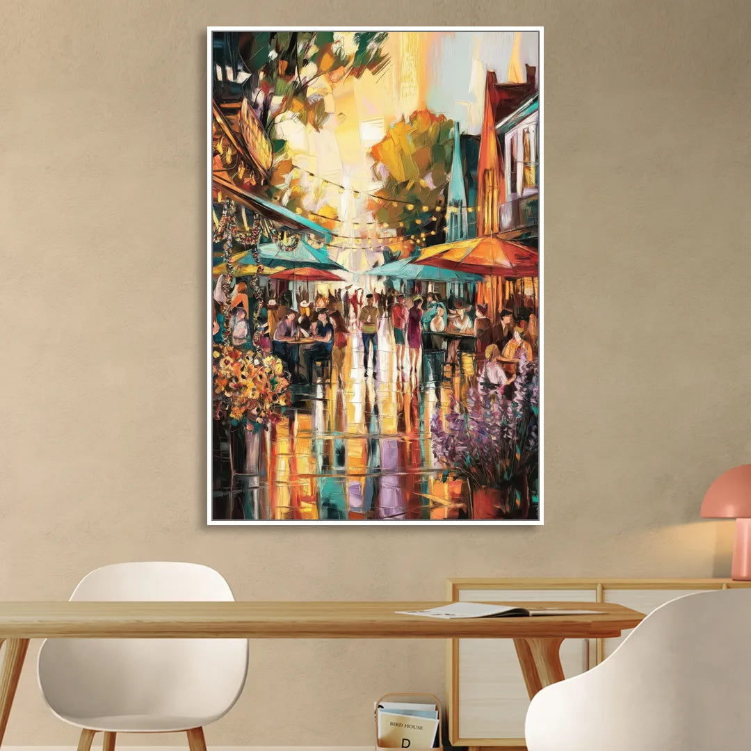 Madison Summer Festival Scene Living Room - White Canvas Wall Art