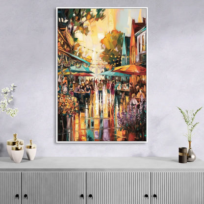 Madison Summer Festival Scene Sitting Room - White Canvas Wall Art