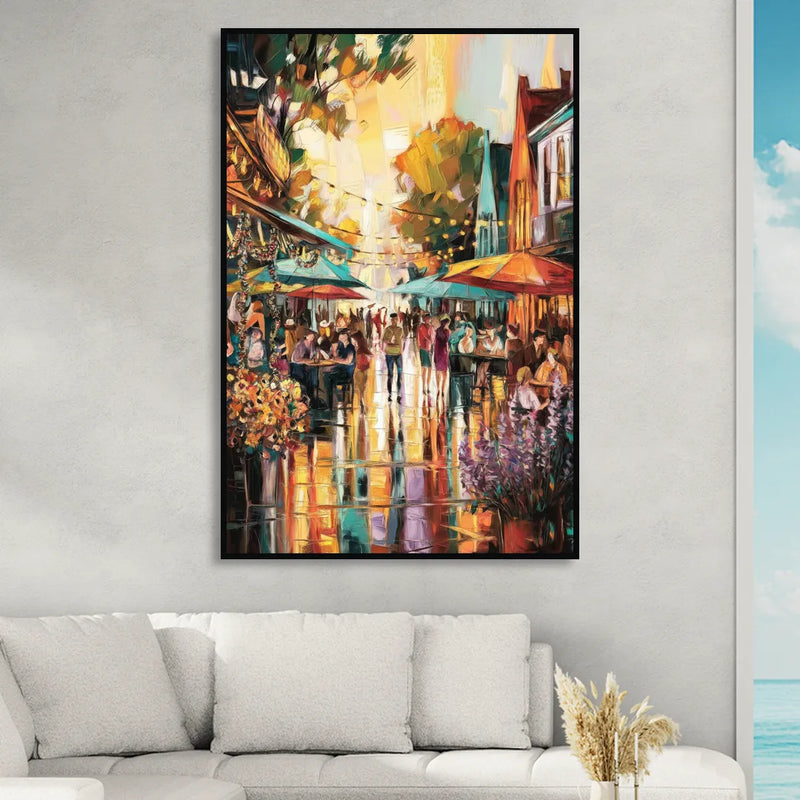 Madison Summer Festival Scene Living Room - Black Canvas Wall Art