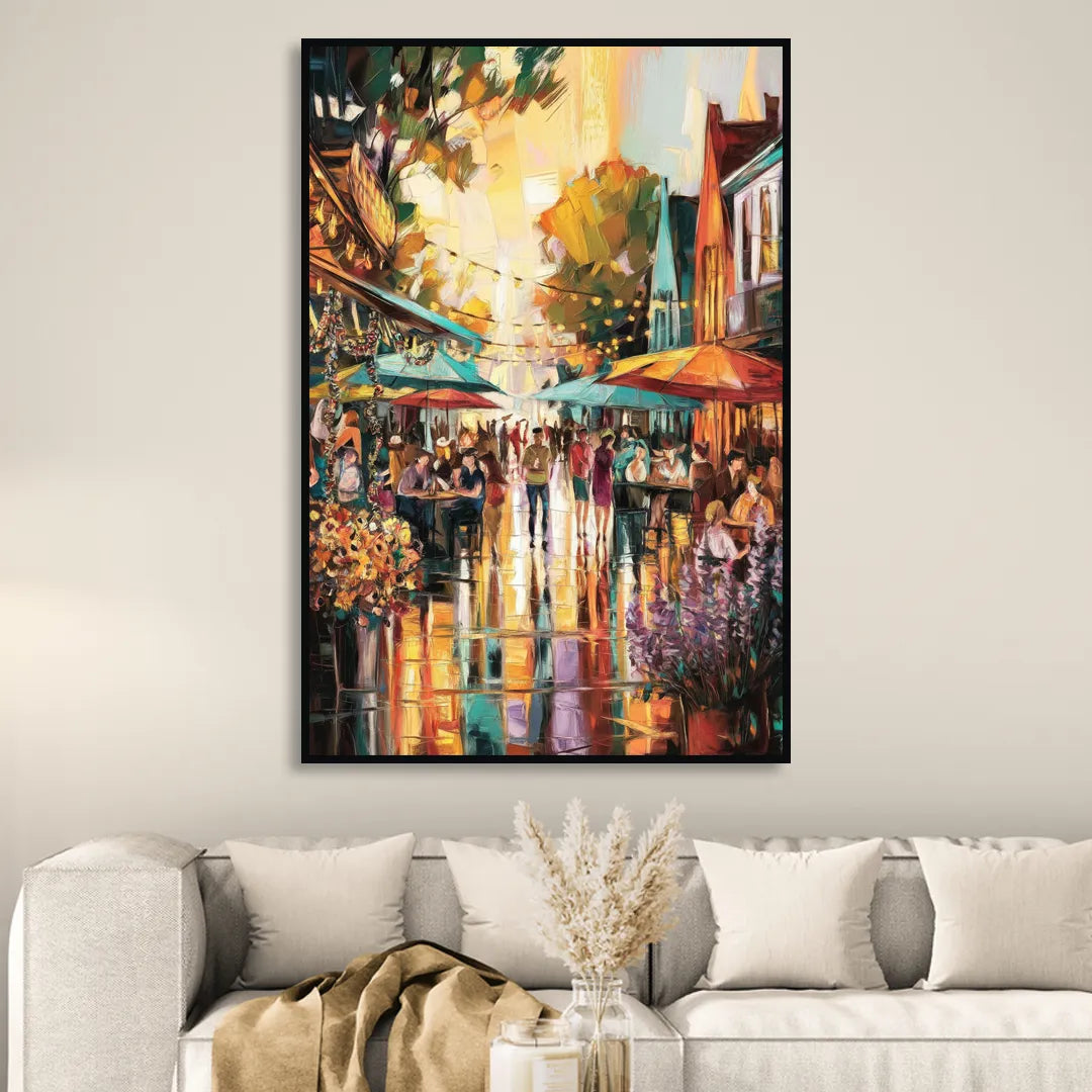 Madison Summer Festival Scene Sitting Room - Black Canvas Wall Art