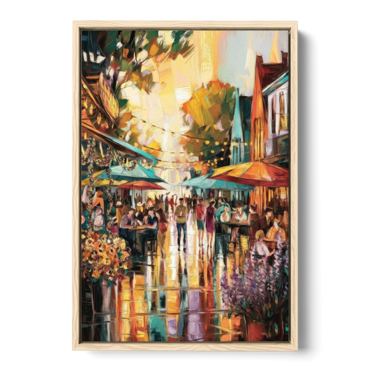 Madison Summer Festival Scene - Oak Framed Canvas Wall Art - Front