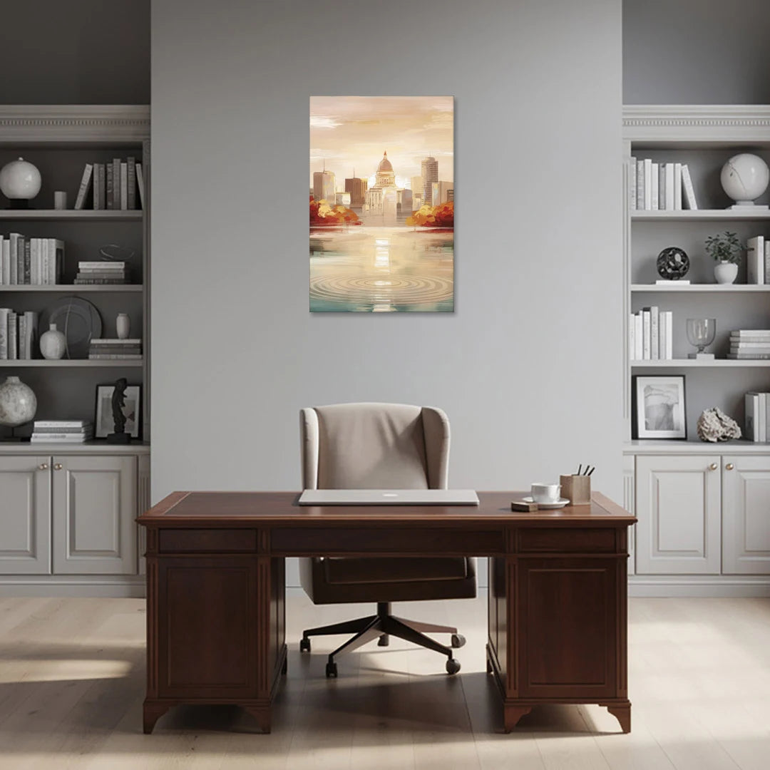 Madison Sunrise Over Downtown - Canvas Wall Art - Office - 24x36