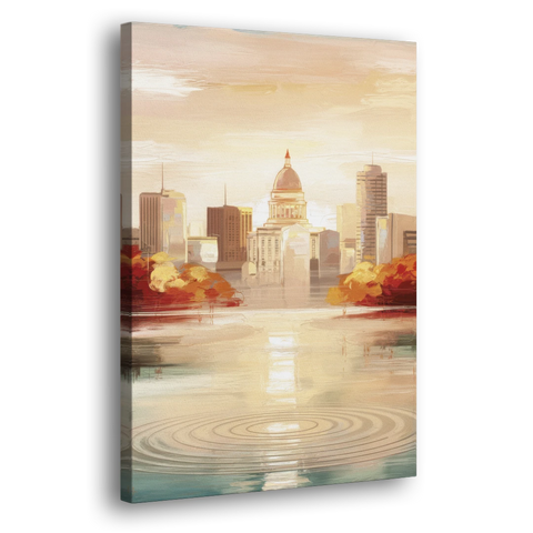 Madison Sunrise Over Downtown - Canvas Wall Art - Side