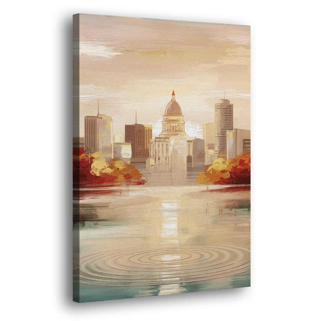 Madison Sunrise Over Downtown Side - Canvas Wall Art