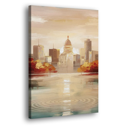 Madison Sunrise Over Downtown Side - Canvas Wall Art
