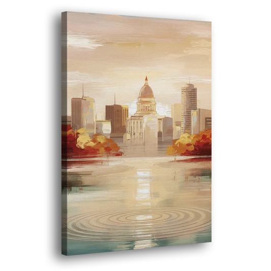 Madison Sunrise Over Downtown Side - Canvas Wall Art