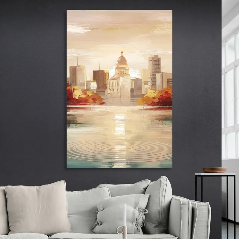 Madison Sunrise Over Downtown Living Room - Canvas Wall Art