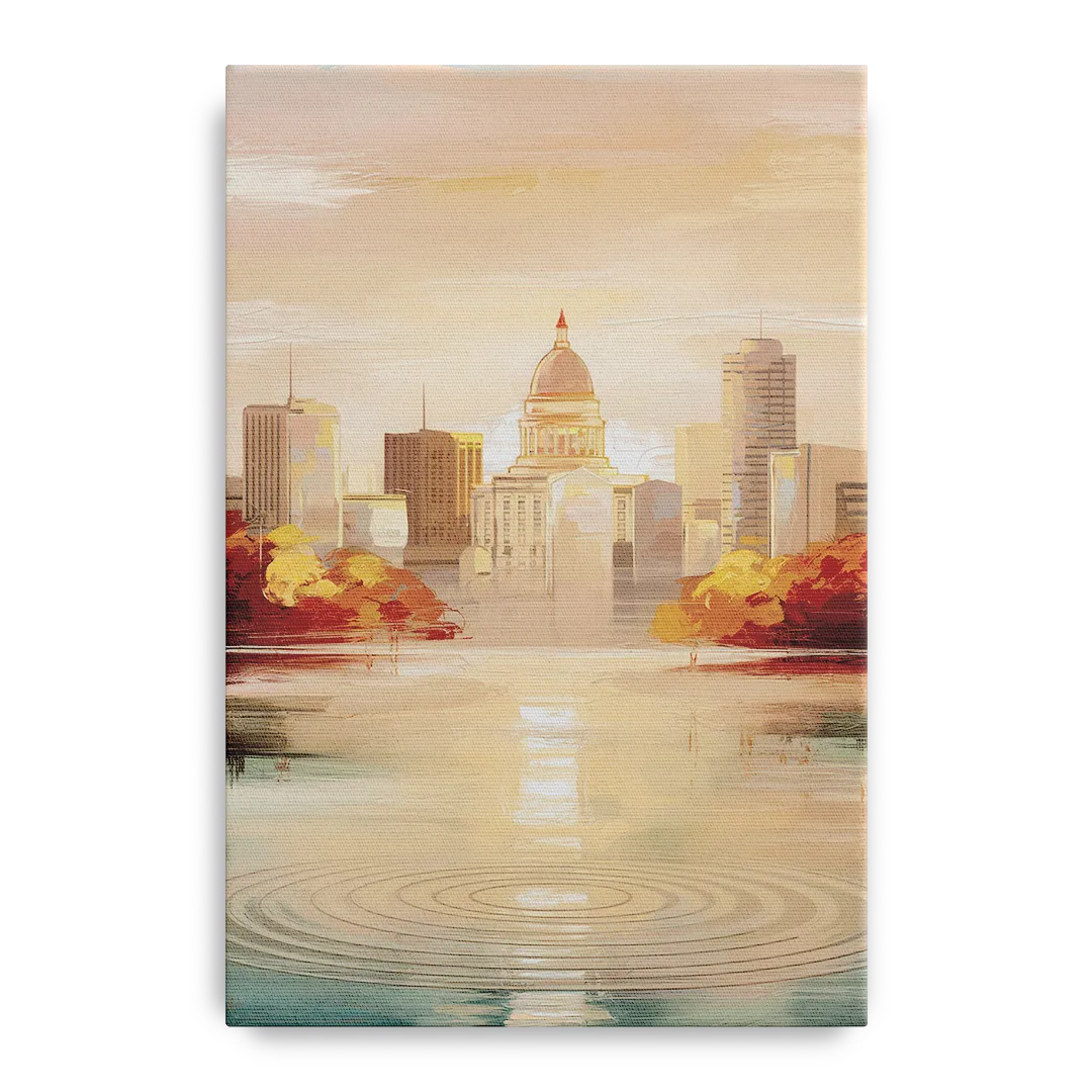 Madison Sunrise Over Downtown Front - Canvas Wall Art
