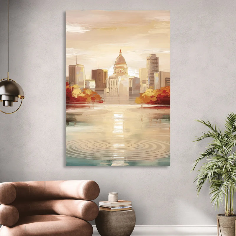 Madison Sunrise Over Downtown Sitting Room - Canvas Wall Art