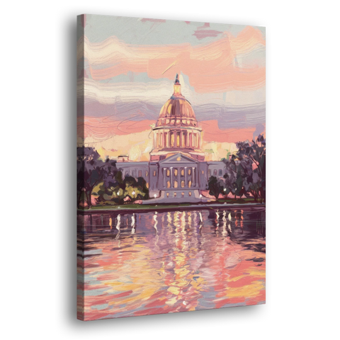 Madison Sunset Over Capitol - Canvas Wall Art - Side