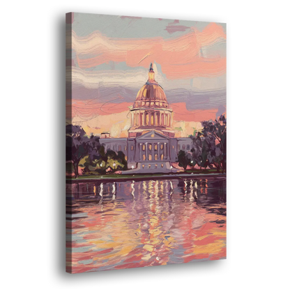 Madison Sunset Over Capitol Side - Canvas Wall Art