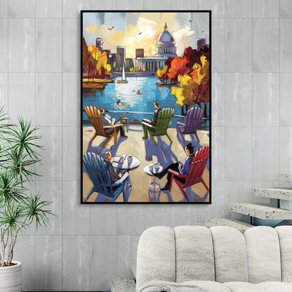 Madison Union Terrace Vibes Living Room - Black Canvas Wall Art