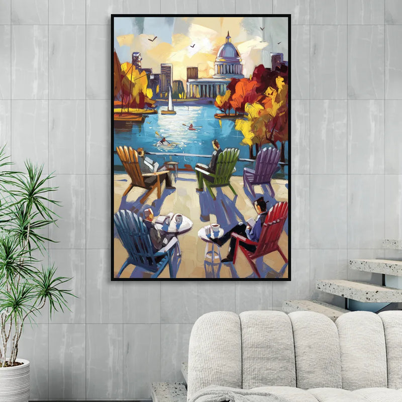 Madison Union Terrace Vibes Living Room - Black Canvas Wall Art