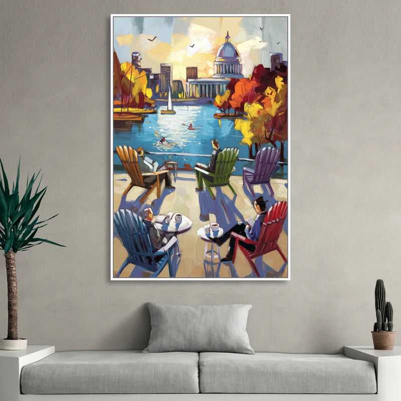 Madison Union Terrace Vibes Sitting Room - White Canvas Wall Art