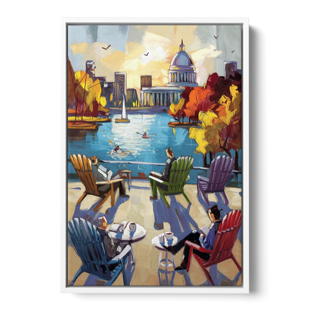 Madison Union Terrace Vibes Front - White Canvas Wall Art