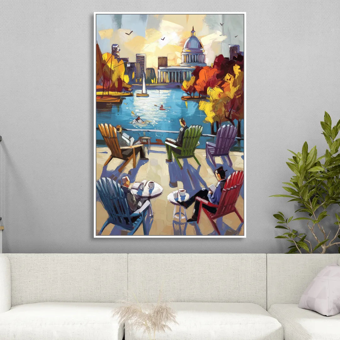 Madison Union Terrace Vibes Living Room - White Canvas Wall Art