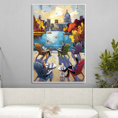 Madison Union Terrace Vibes Living Room - White Canvas Wall Art