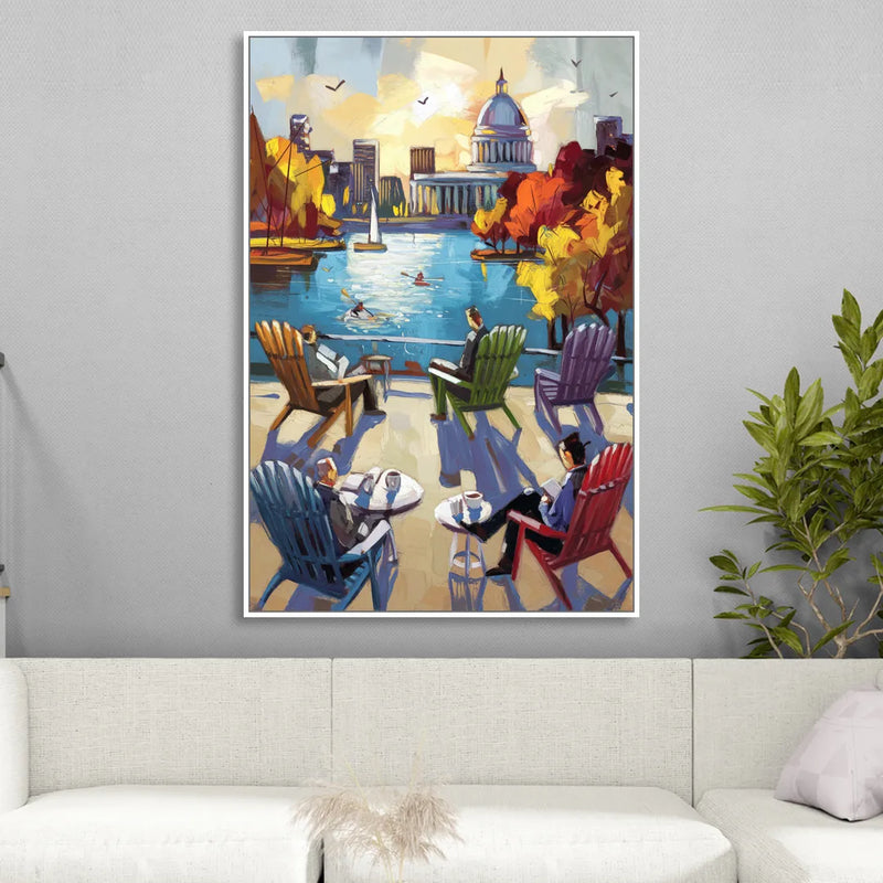 Madison Union Terrace Vibes Living Room - White Canvas Wall Art