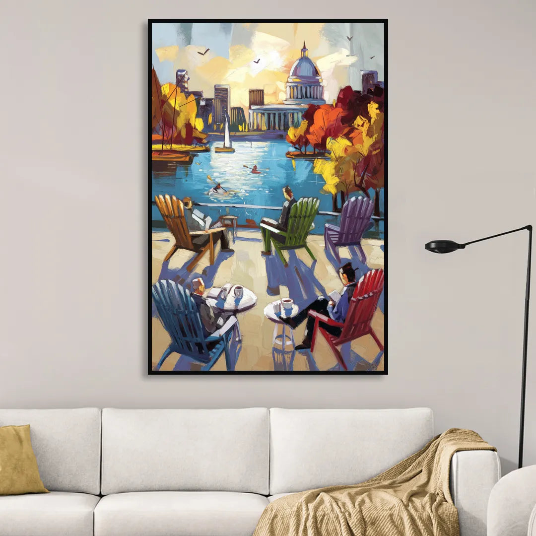 Madison Union Terrace Vibes Sitting Room - Black Canvas Wall Art