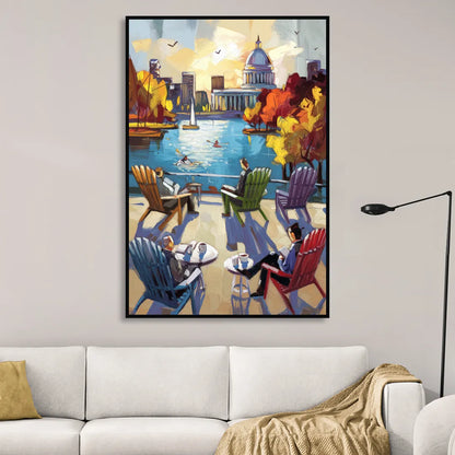 Madison Union Terrace Vibes Sitting Room - Black Canvas Wall Art